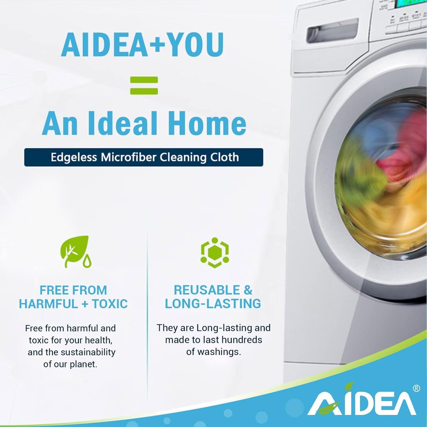 AIDEA Microfiber Cleaning Cloth 8PK, Dusting Cloth Drying Towel, All Purpose Soft Absorbent, Lint Free Rags, Streak Free Wash Cloth for House, Kitchen, Car, Window, 12"×12"