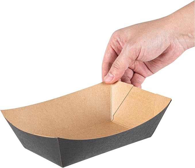 Restaurantware Black Paper lb Food Tray Boat, 200 Pack - Image 10