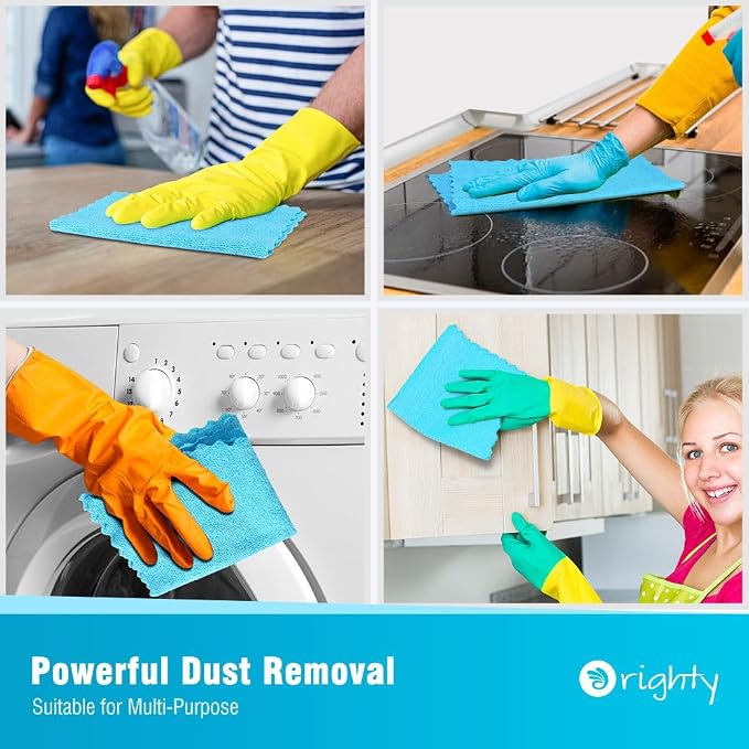 Orighty Microfiber Cleaning Cloth 5 Pack, Blue Cleaning Rags 12x11 inch - Image 5