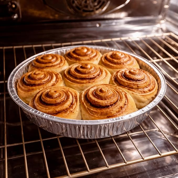 MATANA 40 Pack 9 Inch Round Aluminum Foil Pie Pans with Lids, Pie Tins Disposable for Cinnamon Rolls, Baking Tarts & Cakes, Pie Pan For Cooking, Storage, Roasting & Reheating - Image 2