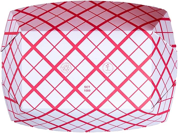 Southern Champion Tray 0433 #1000 Southland Paperboard Red Check Food Tray, 10 lb Capacity (Case of 250) - Image 2