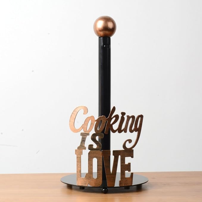 HAUCOZE Text Paper Towel Holder Countertop Metal Paper Roll Stand 13.4 Inch - Image 6