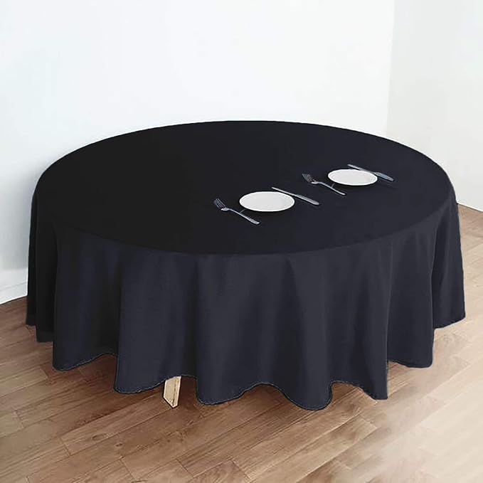 Balsa Circle 6 pcs 108 inch Black Round Polyester Tablecloths Fabric Table Cover Linens for Wedding Party Banquet Reception Events Kitchen Dining - Image 4