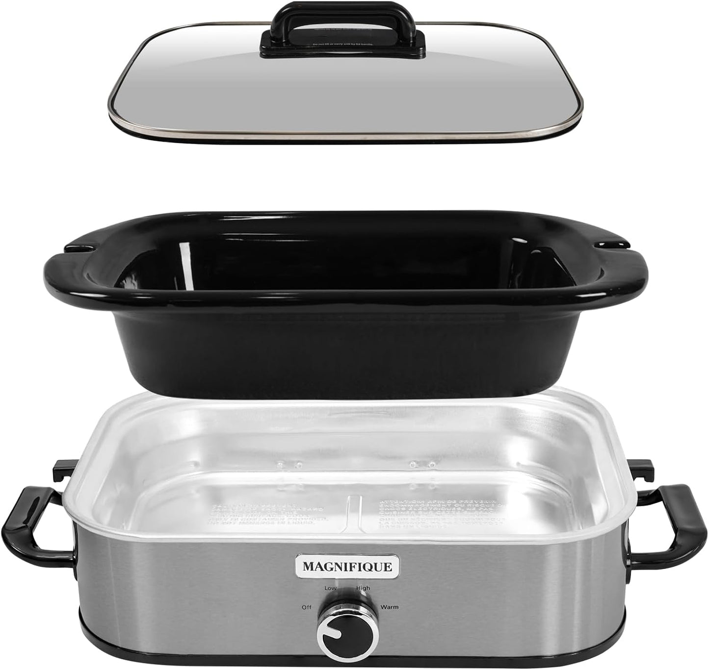 4-Quart Slow Cooker with Casserole Manual Warm Setting - Perfect Kitchen Small Appliance for Family Dinners, Dishwasher Safe Crock, Stainless Steel