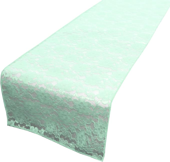 Zen Creative Designs 10 Pack Floral Lace Table Runner Sheer Lace Event Party Wedding Table Decor (12" by 72", Mint) by ZenCreativeDesigns