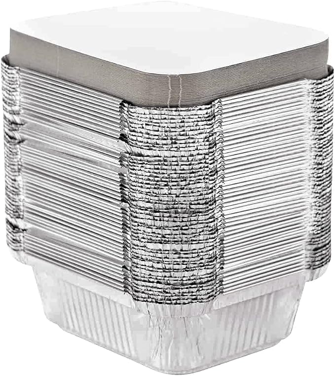 Tiger Chef Aluminum Foil Pans - Disposable Freezer to Oven Safe Containers for Takeout, Baking, Cooking, Storing and Freezing (30, 1 Lb with Board Lids) by TigerChef