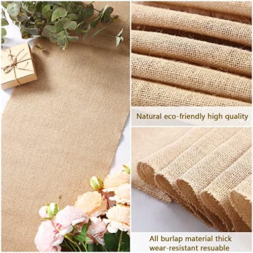 Buryeah 12 Pack Burlap Table Runners,12 x 108 Inch Natural Jute Rustic Runners Vintage Farmhouse Country Table Decor for Wedding Engagement Birthday Party Home Dining Kitchen Decorations - Image 3