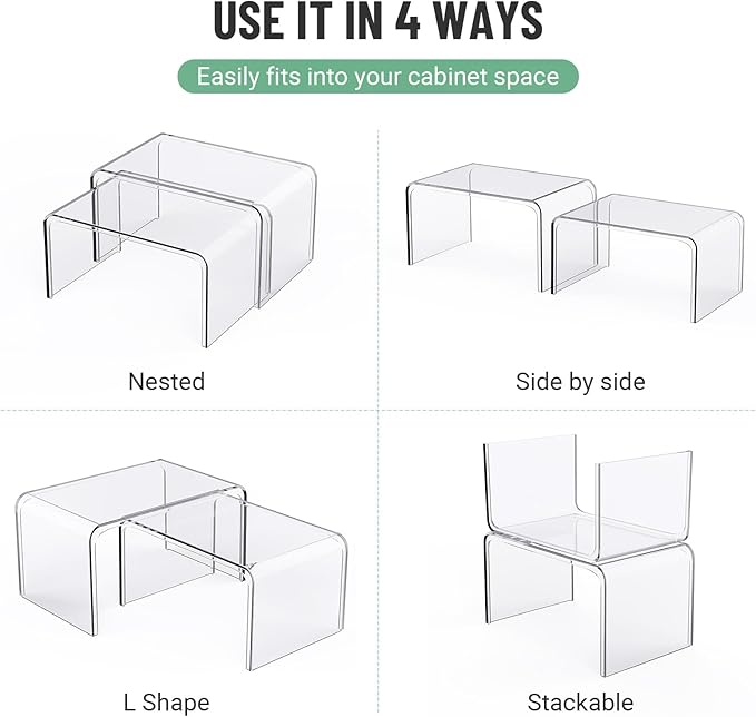 Bobomoment Clear Cabinet Organizer, Stackable Shelf Organizer Set of 4 - Image 7
