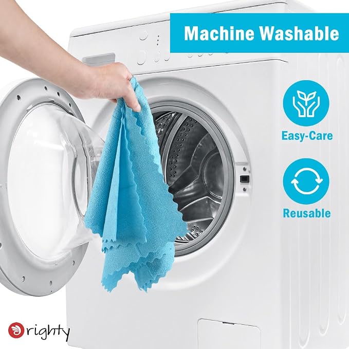 Orighty Microfiber Cleaning Cloth 5 Pack, Blue Cleaning Rags 12x11 inch - Image 6