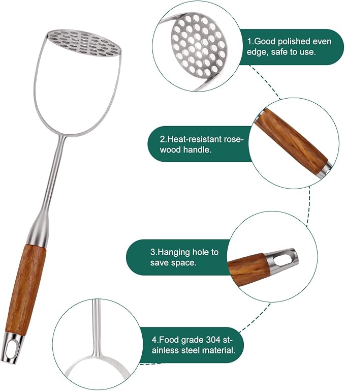 304 Stainless Steel Cooking Utensils Set with Wooden Handle, 16 Pcs Long Heat Resistant Metal Kitchen Utensils Set, Stainless Steel Kitchen Utensils Set with Spatula, Turner, Whisk, Ladle - Image 4