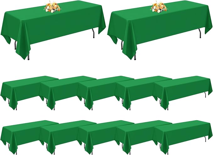 12 Pack Green Tablecloths for Rectangle Tables, 60 x 126 Inch by FXKS