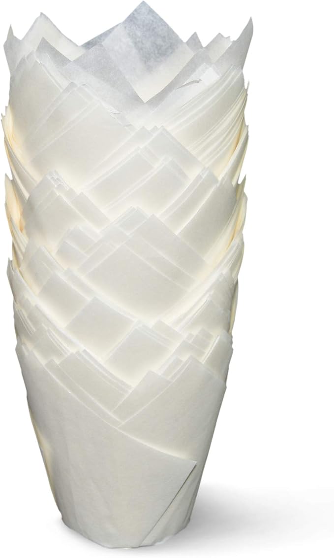 SimpleGood White Medium Size Tulip Baking Cups Cupcake Liners Muffin Liners Greaseproof Paper 100 - Image 2