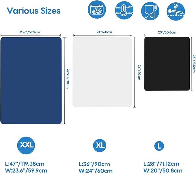 AECHY Silicone Mats for Kitchen Counter 47"x23.6"x0.08”, Largest Heat Resistant Mat Shipped Rolled Up Kitchen Island Silicone Countertop Protector Mat Nonslip Extra Large Counter Mat, Black | Largest Size, Heat Resistant, Nonslip, Extra Large Counterto... - Image 8