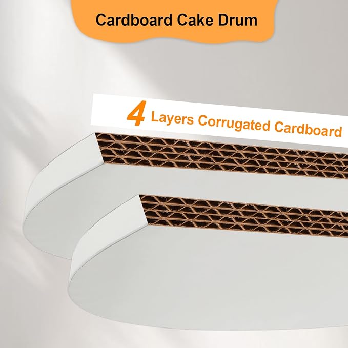 12 PCS Cake Drums 14 Inch Round, 1/2 Inch Thick Cake Boards, Food-Grade White Cardboard Cake Bases for Layer Cakes, Weddings, Birthdays & Bakery Use - Image 2