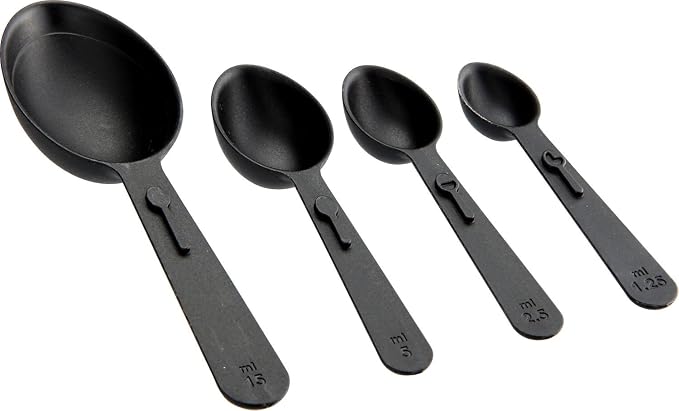 FACKELMANN Measuring Spoons Set of 4 Plastic Black Approx. 9-13.5 cm. by Fackelmann
