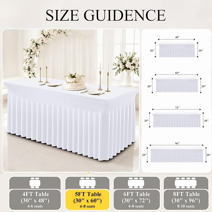 Moosfor 2 Pack Spandex Fitted Rectangle Tablecloth, Elastic Table Skirt - Image 6