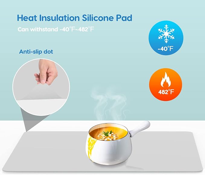AECHY Extra Large Silicone Mat 35.3"x23.5"x0.08", Multipurpose Silicone Mat Thick Heat Resistant Mat Shipped Rolled Up Kitchen Counter Mat Nonslip Silicone Mats for Kitchen Counter Translucent - Image 4