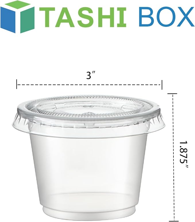 TashiBox 200 Sets - 4 oz Portion Cups With Lids, Small Plastic Containers, Airtight and Stackable Souffle Cups for Jello Shots, Sauce, Condiments, Lunch, Party, Trips - Image 3