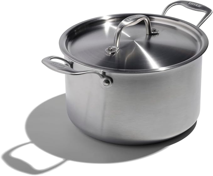 Heritage Steel x Eater 5 Quart Sauce Pot with Lid | Made in USA | 5-Ply Fully Clad Stainless Steel Pan | Stay Cool Handle Design | Induction Capable & Non-Toxic Cookware by HeritageSteel