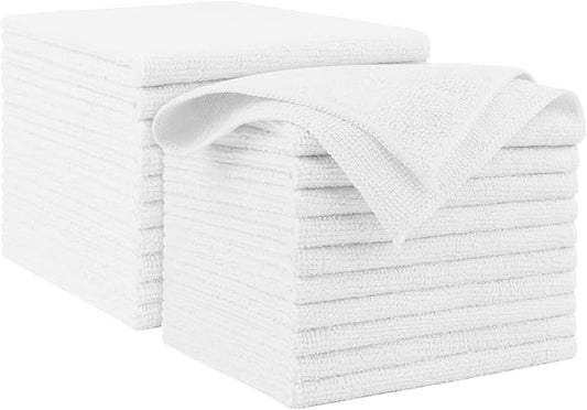 AIDEA White Microfiber Cleaning Cloth 20PK, Cleaning Rags 12×12" by AIDEAHOME