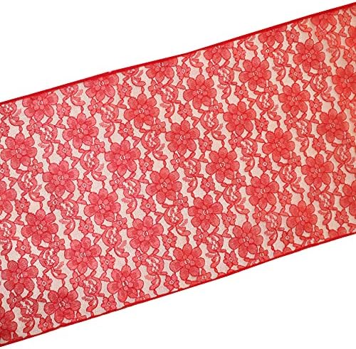 Zen Creative Designs 10 Pack Floral Lace Table Runner Sheer Lace Event Party Wedding Table Decor (12" by 72", Red) - Image 2