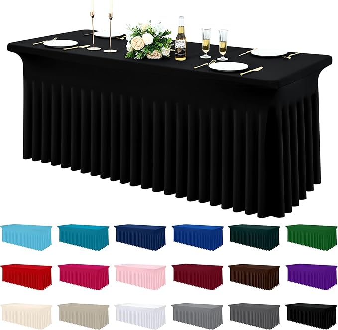 Moosfor Spandex Fitted Rectangle Tablecloth, Elastic Table Skirt by Moosfor