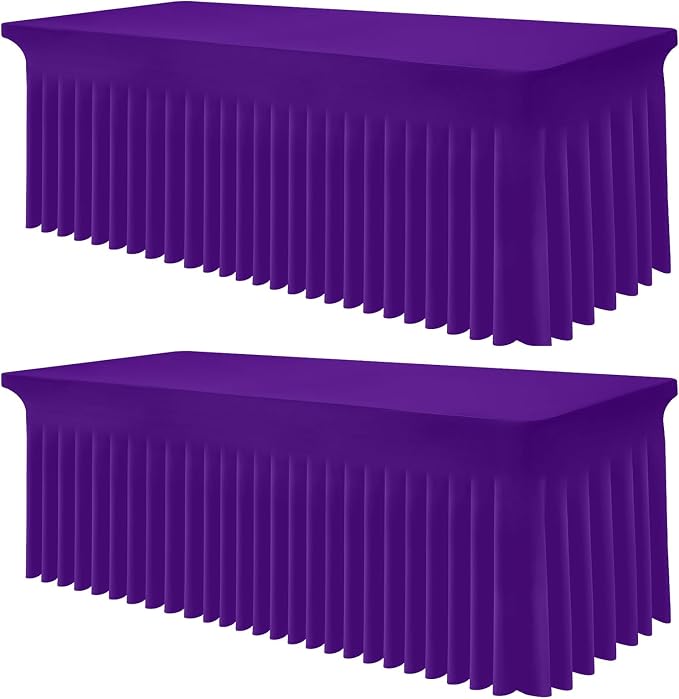 Smiry 2 Pack Spandex Elastic Fitted Table Cloth Skirt for 8FT Table by Smiry