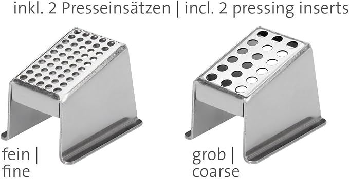 Westmark Gallant Plus 29392270 Garlic Press with Two Press Inserts: Fine and Coarse, Plastic/Stainless Steel, Black/Red/Silver - Image 5