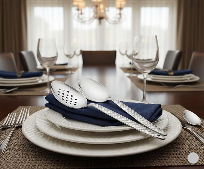 Chef Kunz Spoon | Pack of 2 | 9 inch 18/10 Stainless Steel Silver Plating Spoon | Non-Slip Grip Spoons for Basting, Quenelle, Serving, Sauces (Medium 2, kunz Spoon Set (2 piece) - Image 4