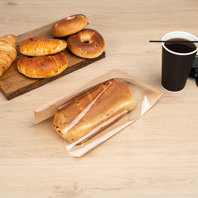 Restaurantware Kraft Paper Large Bread Bag, 6 x 2.8 x 11.5 In, 100 Pack - Image 4