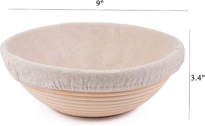 9.4'' Round Bread Banneton Proofing Basket with Linen Liner for Sourdough Proofing,Perfect Handmade Rattan Bowl for Making Beautiful Bread - Image 2