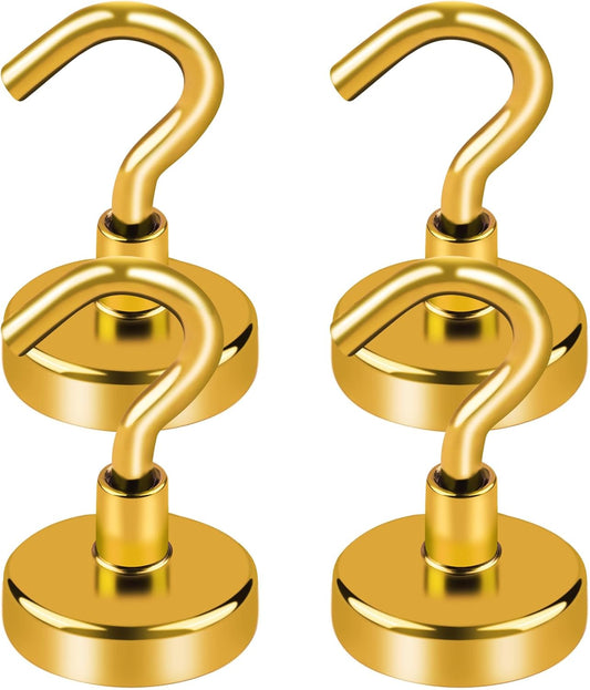 LOVIMAG Cruise Essentials, 80Lbs Yellow Magnet Hooks for Cruise Cabin, Strong Magnetic Hooks for Hanging, Refrigerator, Celling,Grill, Kitchen, Classroom- 4 Pack