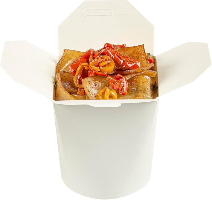 Restaurantware 32 oz Round White Paper Noodle Take Out Container, 200 Pack - Image 14
