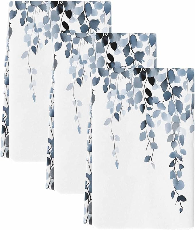 Blue Grey Eucalyptus Kitchen Towels Set of 3, Absorbent Dish Towels for Kitchen, Spring Summer Botanical Plants Chic Microfiber Hand Towel, Quick Drying Tea Towel for Cleaning Decorative Dishcloths - Image 2