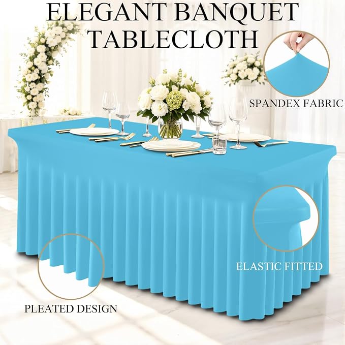 Moosfor 2 Pack Spandex Fitted Rectangle Tablecloth, Elastic Table Skirt - Image 3