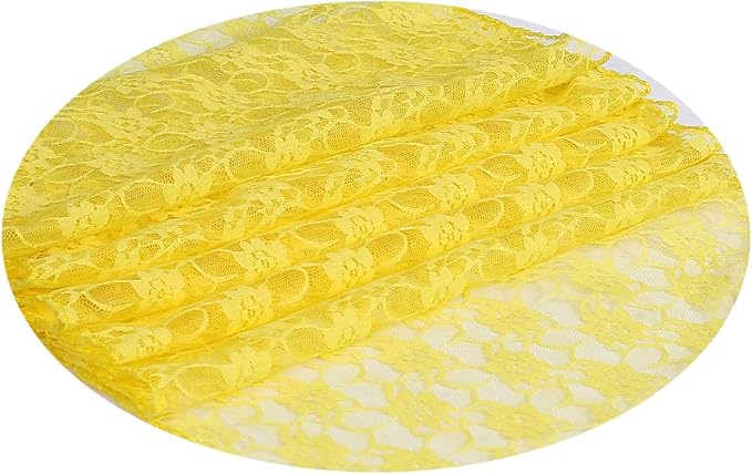 VDS Pack of 25 Floral Lace Table Runners Centerpiece Cloth Linen for Wedding Bithday Graduation Engagement Ceremony Events Party Banquets Table Decoration (12x108 inch) (Yellow) - Image 3