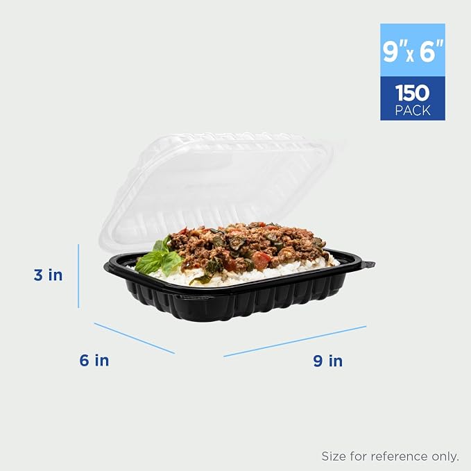 Karat Premium PP Hinged Container, Take Out Food Containers - Case (9"x6", 1 compartment) - Image 3