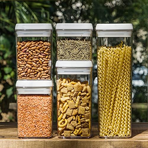 Felli Flip Tite Storage Container with Lid 4" Airtight Ring Seal Top, Stackable Acrylic Canister Jar Set for Kitchen Pantry Organizer, Food Spice Pasta Snack (5pk, Variety) - Image 4