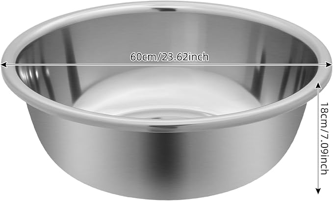 4 Pcs Stainless Steel Mixing Bowls, Polished Mirror Finish Metal Bowls with Flat Base, Extra Large Basin Salad Basin for Home & Commercial - Image 2