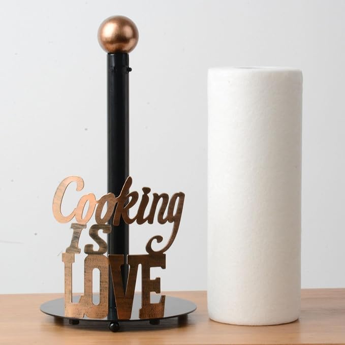 HAUCOZE Text Paper Towel Holder Countertop Metal Paper Roll Stand 13.4 Inch - Image 4