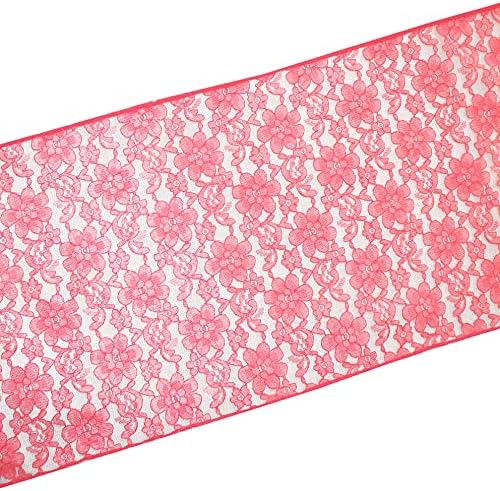 Zen Creative Designs 10 Pack Floral Lace Table Runner Sheer Lace Event Party Wedding Table Decor (12" by 60", Coral) - Image 2