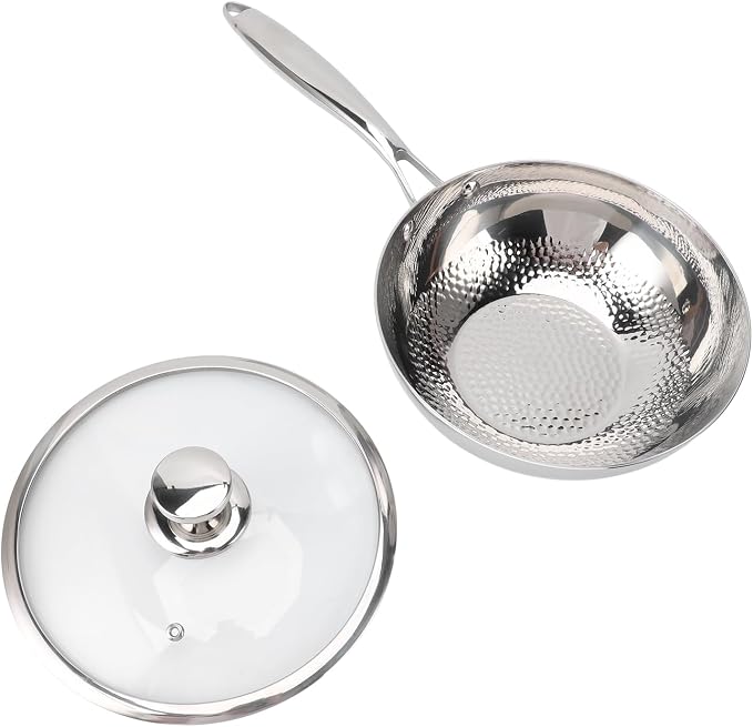 ZJchao 8 9 Inch Hammered 316 Stainless Steel Frying Pan Oven Dishwasher Safe Non Coated Premium Skillet for Cooking - Image 9