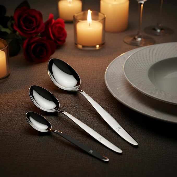 Chef Kunz Spoon |3-Pack| 18/10 Stainless Steel Solid Serving Spoon Set | Cooking Spoons for Basting, Plating, Quenelle (Extra Large Medium and Small, Kunz Regular spoon set (3 piece) - Image 4