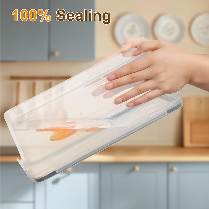 VINATO 3.2L Kitchen Storage Box - Set of 4, Airtight Plastic Food Storage Jars with Lids for Cereal, Pasta, Flour - Image 4