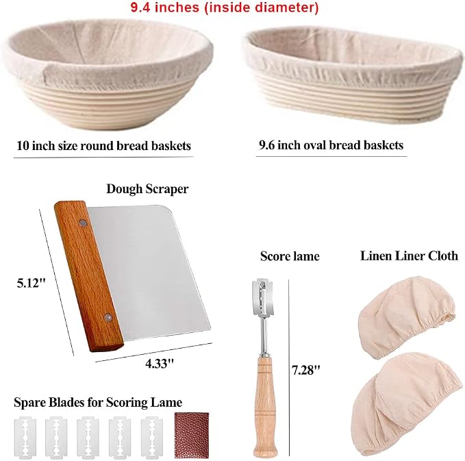 9.4'' Round Bread Banneton Proofing Basket with Linen Liner for Sourdough Proofing,Perfect Handmade Rattan Bowl for Making Beautiful Bread - Image 8