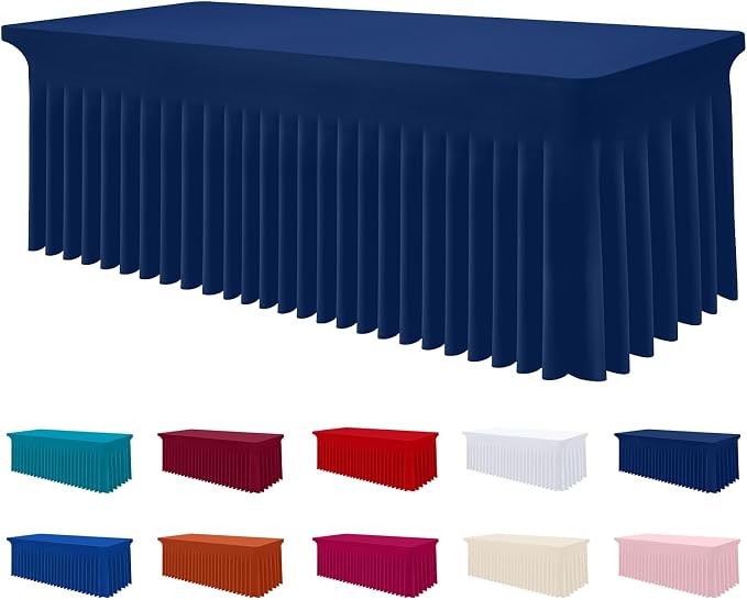 Smiry Spandex Elastic Fitted Table Cloth Skirt for 6FT Rectangle Table by Smiry
