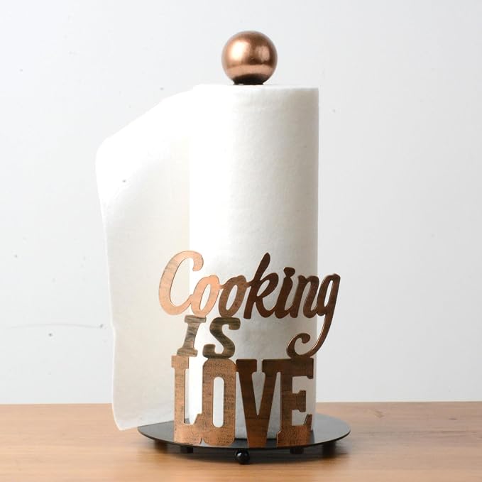 HAUCOZE Text Paper Towel Holder Countertop Metal Paper Roll Stand 13.4 Inch - Image 2