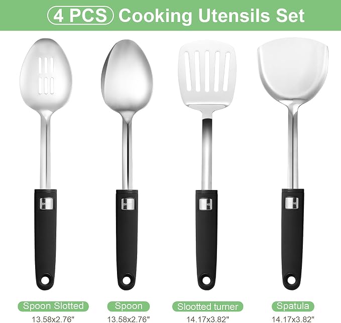 4pcs Stainless Steel Kitchen Utensils 18/0 Cooking Utensils Set - Image 2