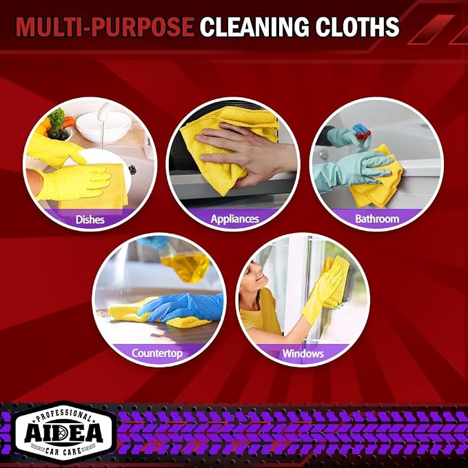 AIDEA Microfiber Cleaning Cloth-10PK, Microfiber Towels for Cars, 12"×12" - Image 7