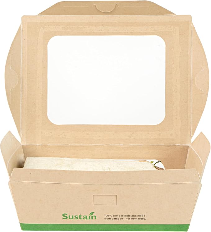 Restaurantware 28 oz Paper Bamboo Small Bio Take Out Container, 200 Pack - Image 14